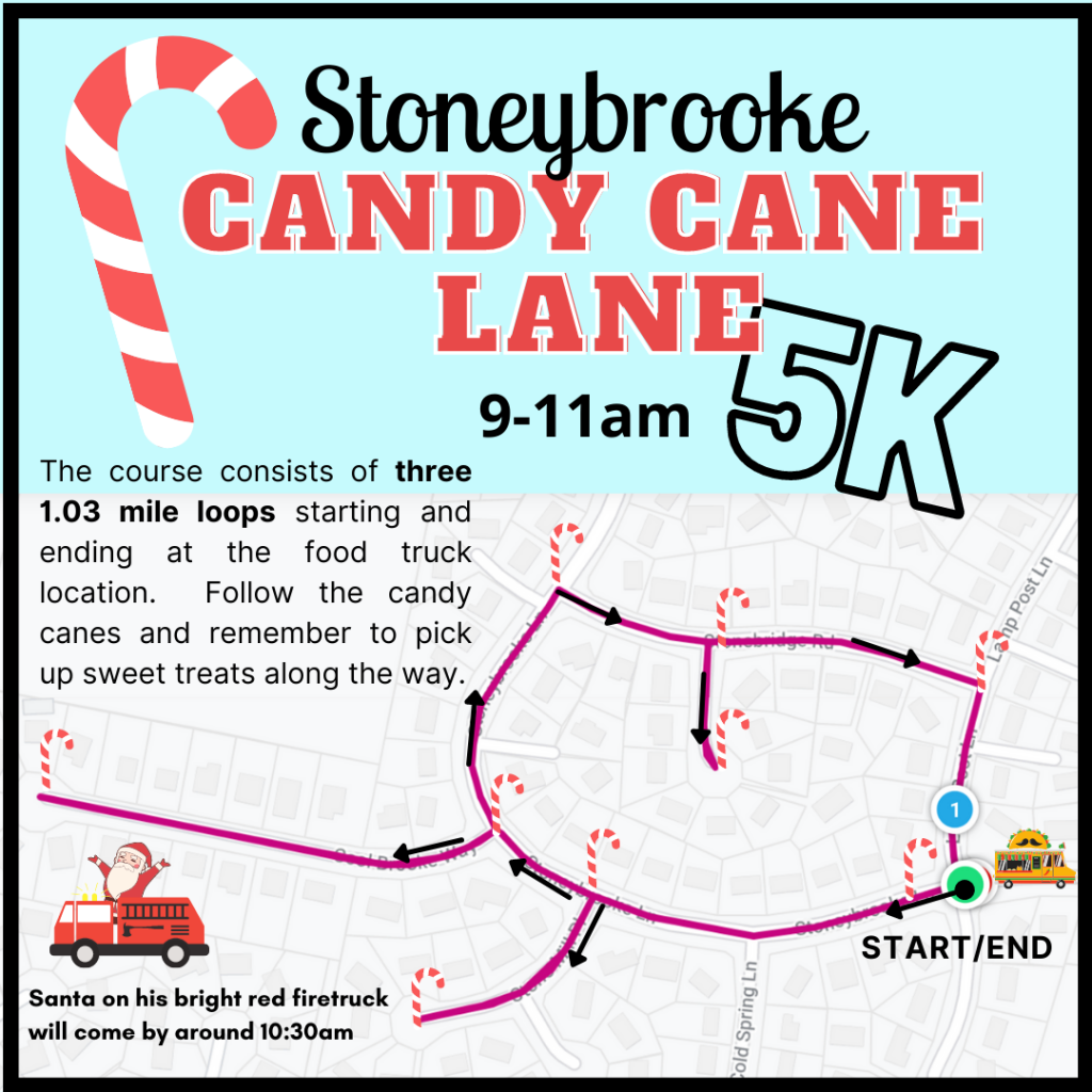 Candy Cane Lane 5K Course Map Stoneybrooke